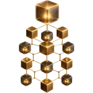 Würfel aus Bronze und Glas in einer Baumstruktur: Symbol für Business Architecture