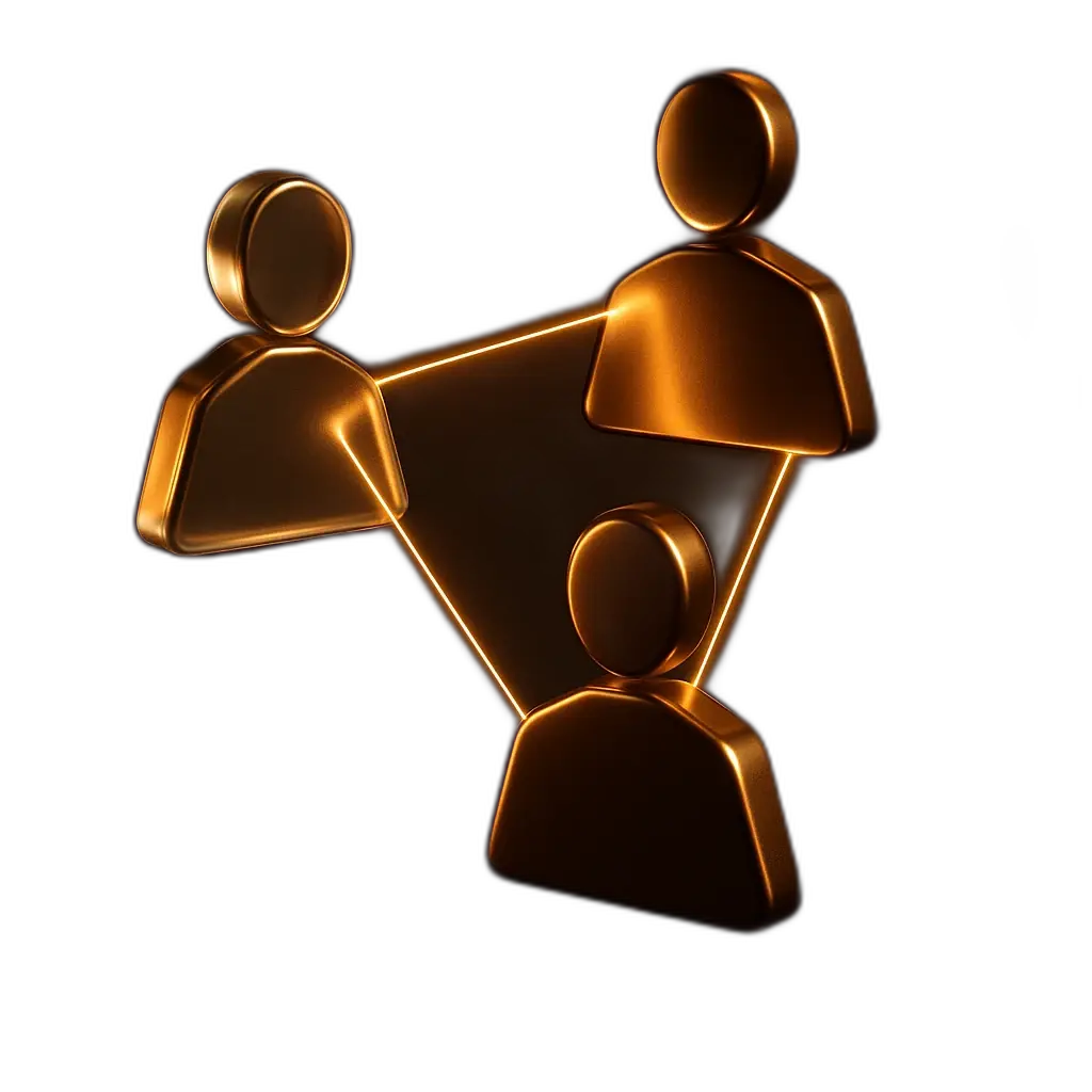 Three connected bronze figures: an image of the SIMO team
